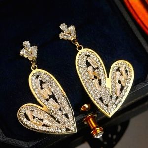 Diamond Heart Dangle Earring